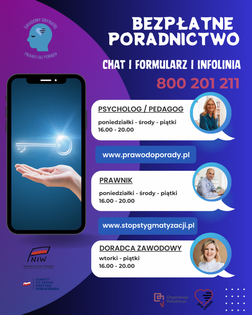 Plakat dot. programu "Świadomy Obywatel - Prawo do Porady