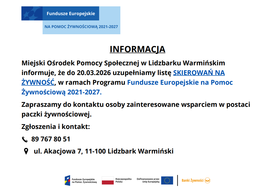 Informacja Bank Żywności