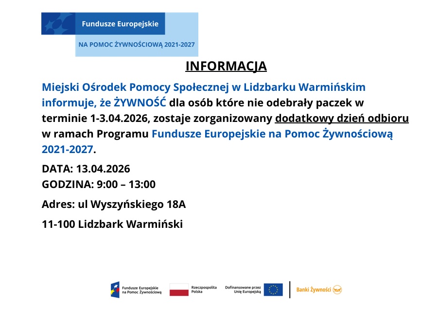 Dodatkowy termin wydawania żywności.